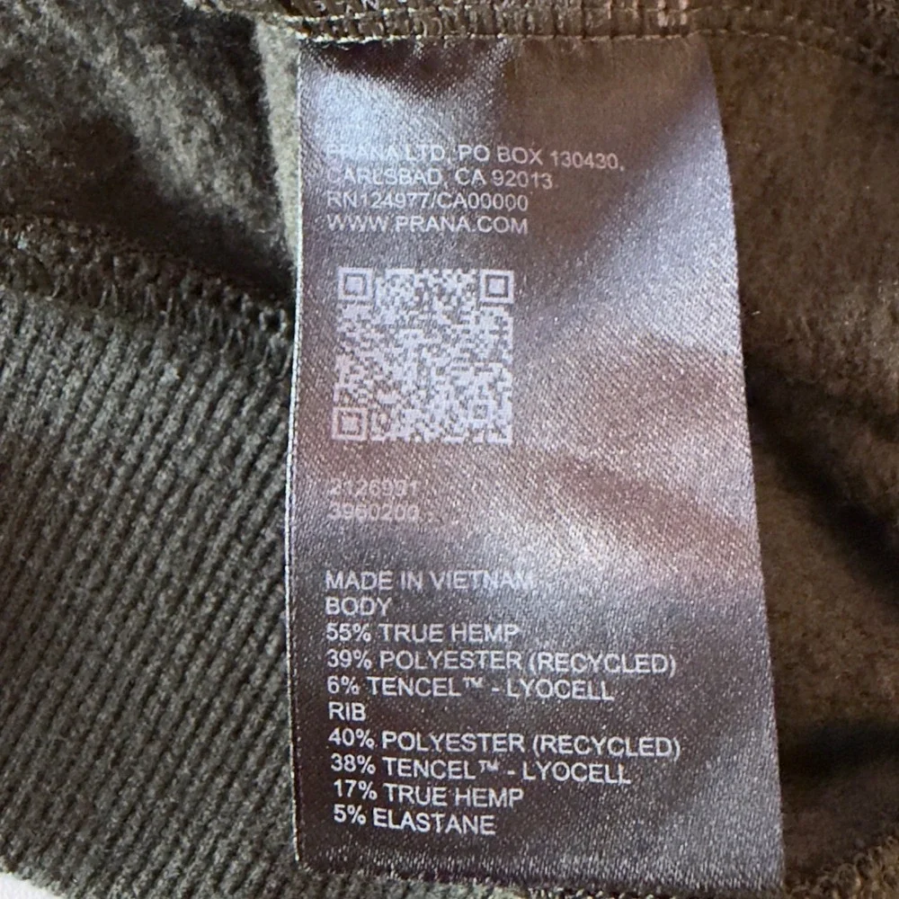 PrAna Women's Hemp Blend Crewneck Crop Sweatshirt Size L Green Sustainable